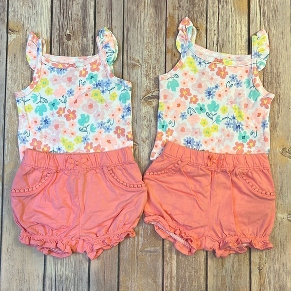 Carter's Other - Twin Girls Tank Top and Bubble Short Matching Outfit - 3 Month